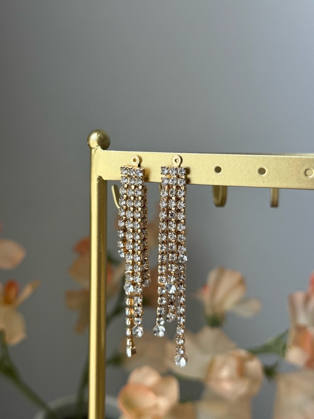 Gold Crystal Cascade Drop Earrings - Elegant Women’s Jewelry